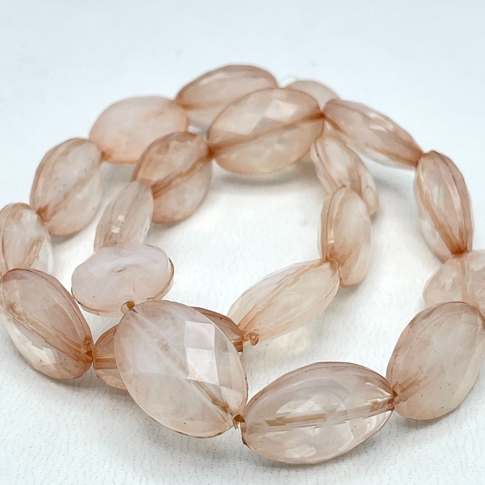 Lot of 2 Blush Pink Classic Fashion Faceted Marquis-Cut Beads Stretch Bracelets
